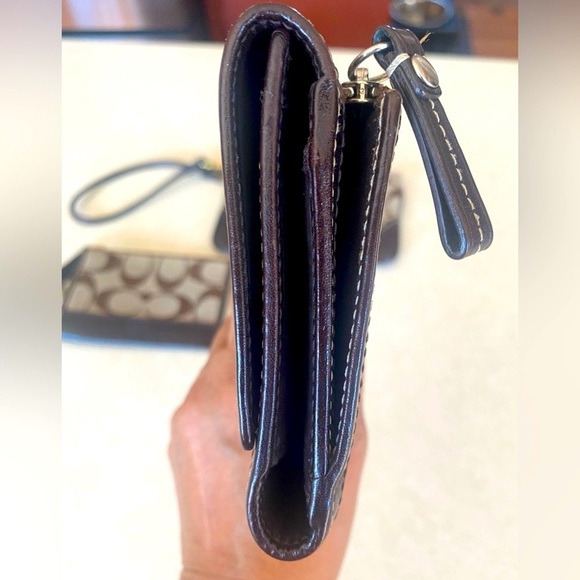 3 Pc: COACH “CC” Canvas & Leather Wallet, Wristlet, & Coin Purse w/Keychain, EUC - Picture 12 of 16